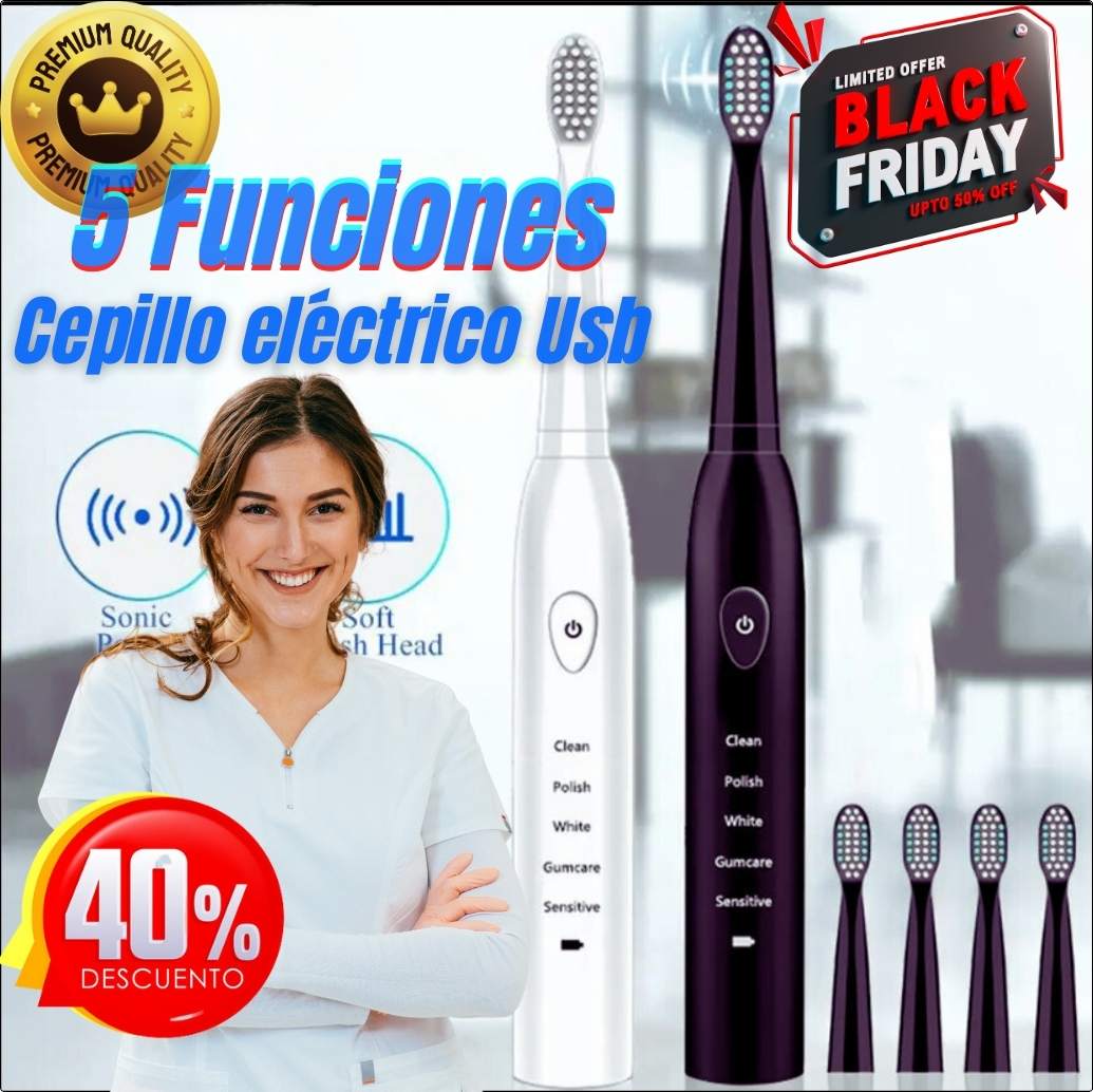 Cepillo Electrico Powerful Ultrasonic USB Recargable