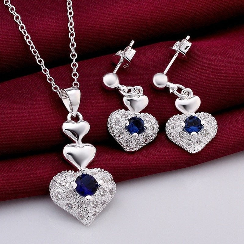 bello  925 plata  Sterling   romantico  azul zircon crystal