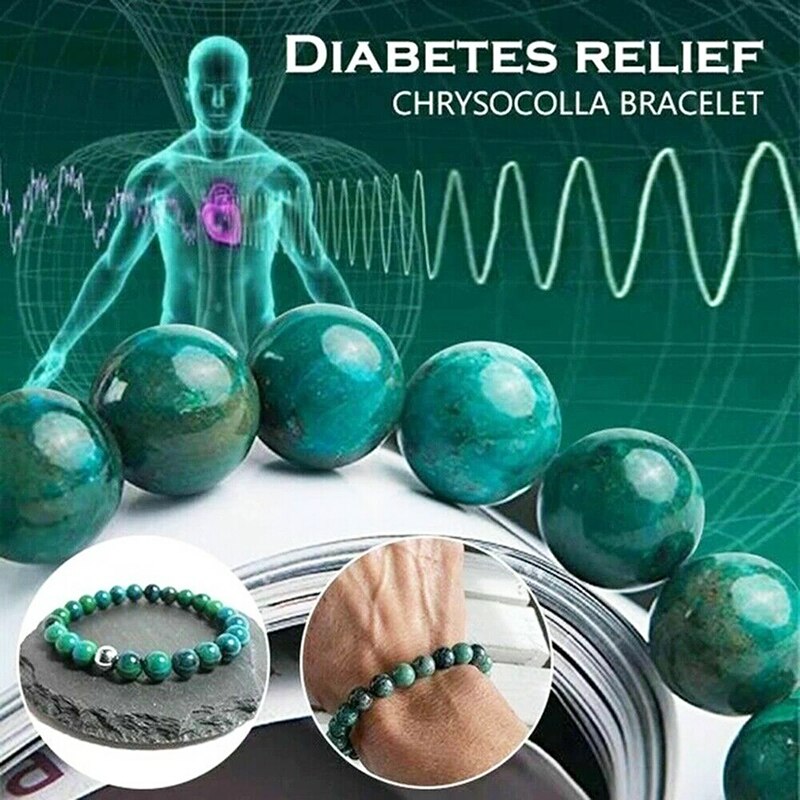 Brazalete  piedra Chrysocolla para la DIABETES y Sobre peso