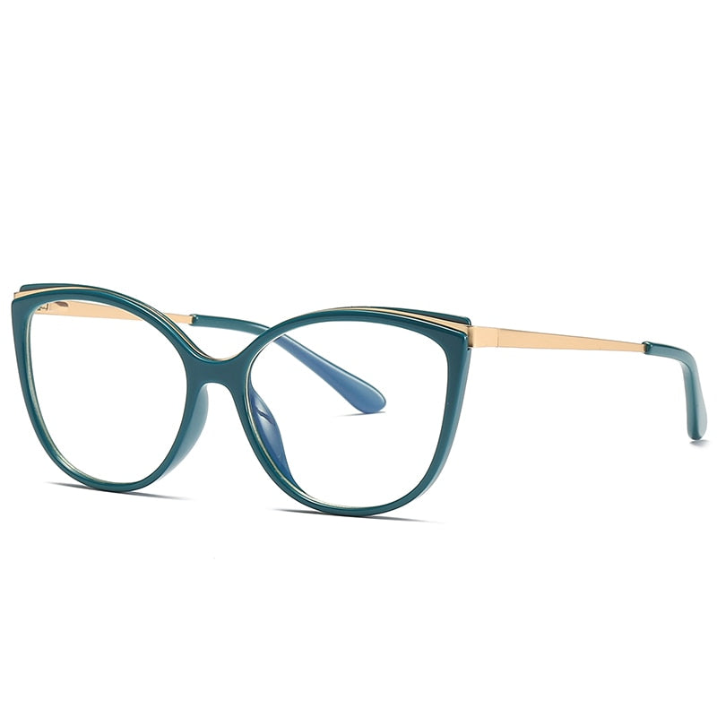 Moda mujer gafas marco ojo de gato elegante borde completo súper ligero ,llegada anteojos recetados gafas (Agregar tipo cristal al carro)