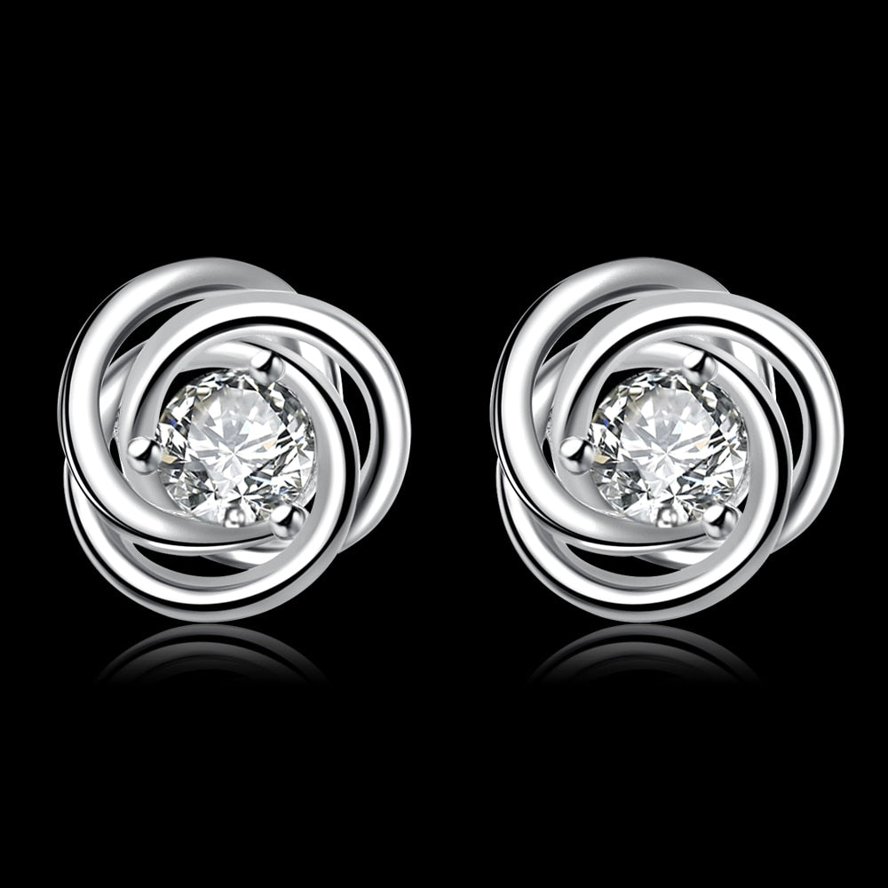 aros  925 plata  sterling zircon crystal