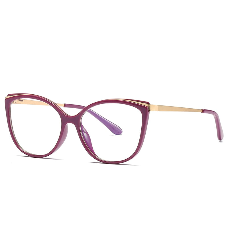 Moda mujer gafas marco ojo de gato elegante borde completo súper ligero ,llegada anteojos recetados gafas (Agregar tipo cristal al carro)