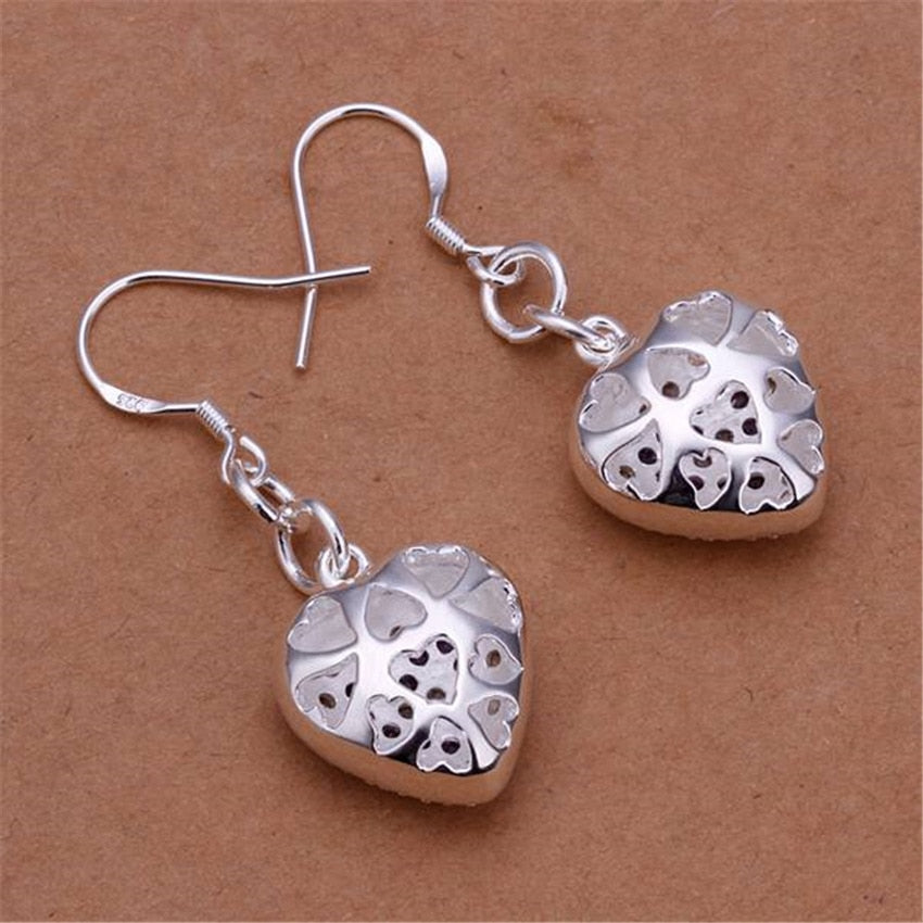 Belleza  925  plata Sterling corazón cristal