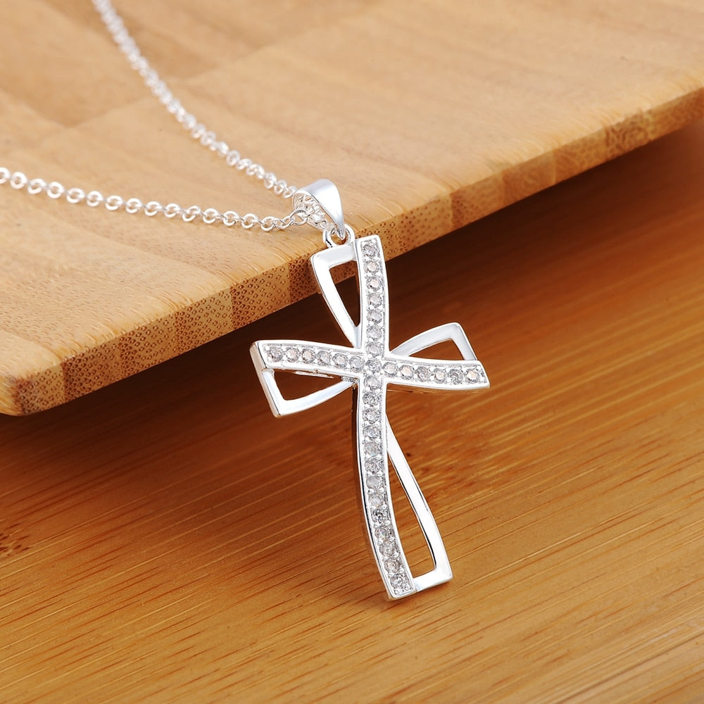 Promotions 925 plata Sterling silver cruz doblada