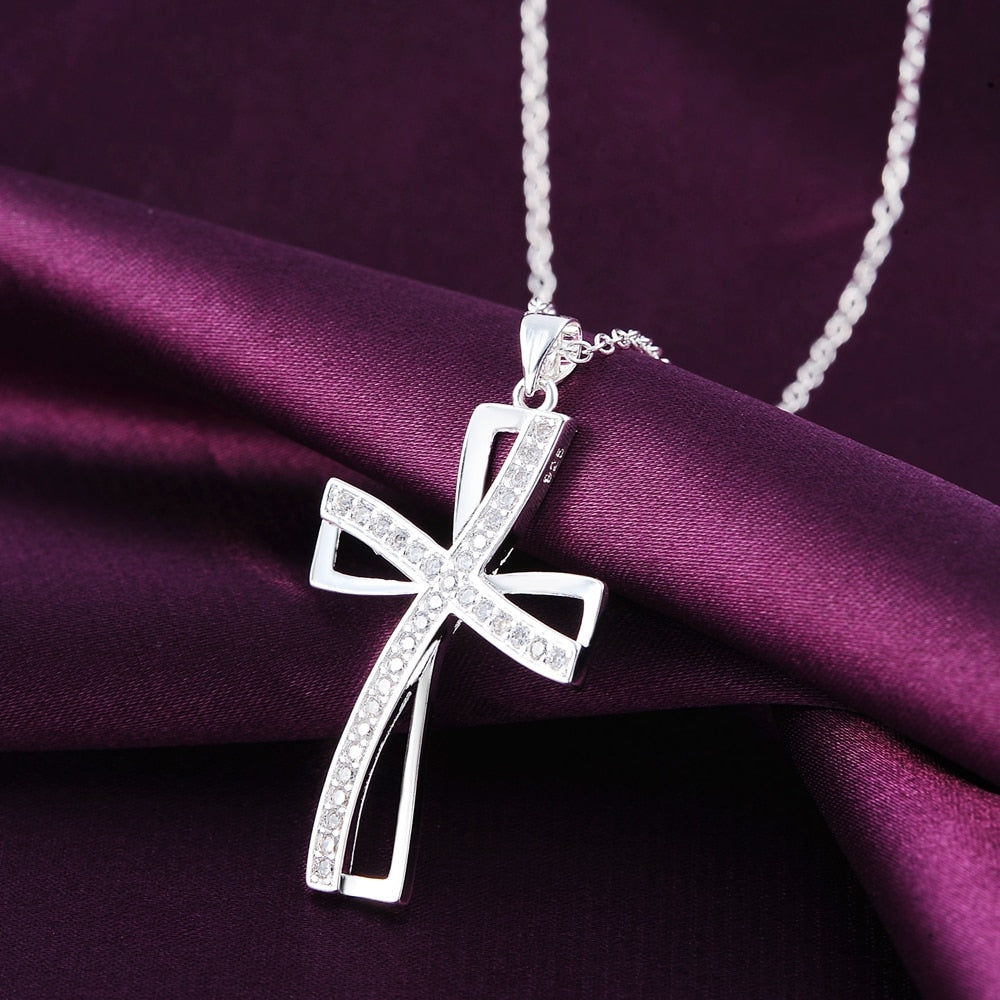 Promotions 925 plata Sterling silver cruz doblada