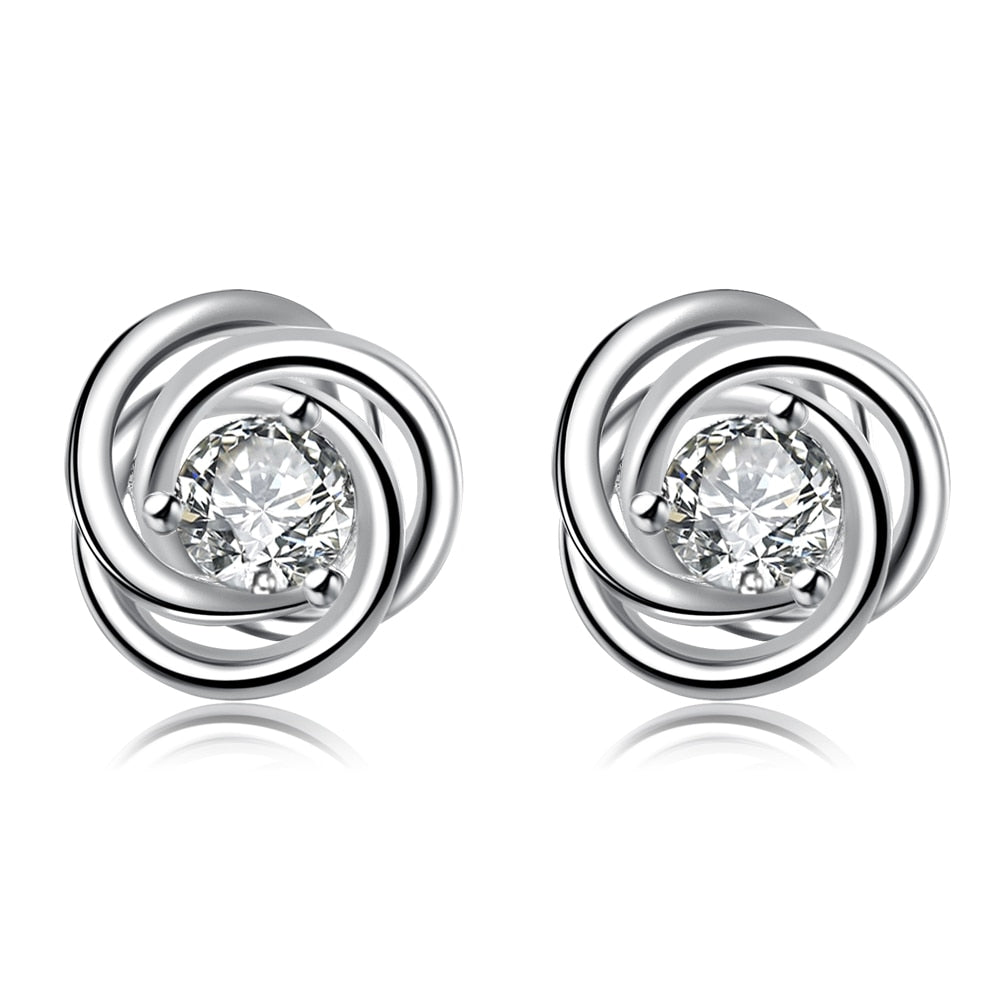 aros  925 plata  sterling zircon crystal