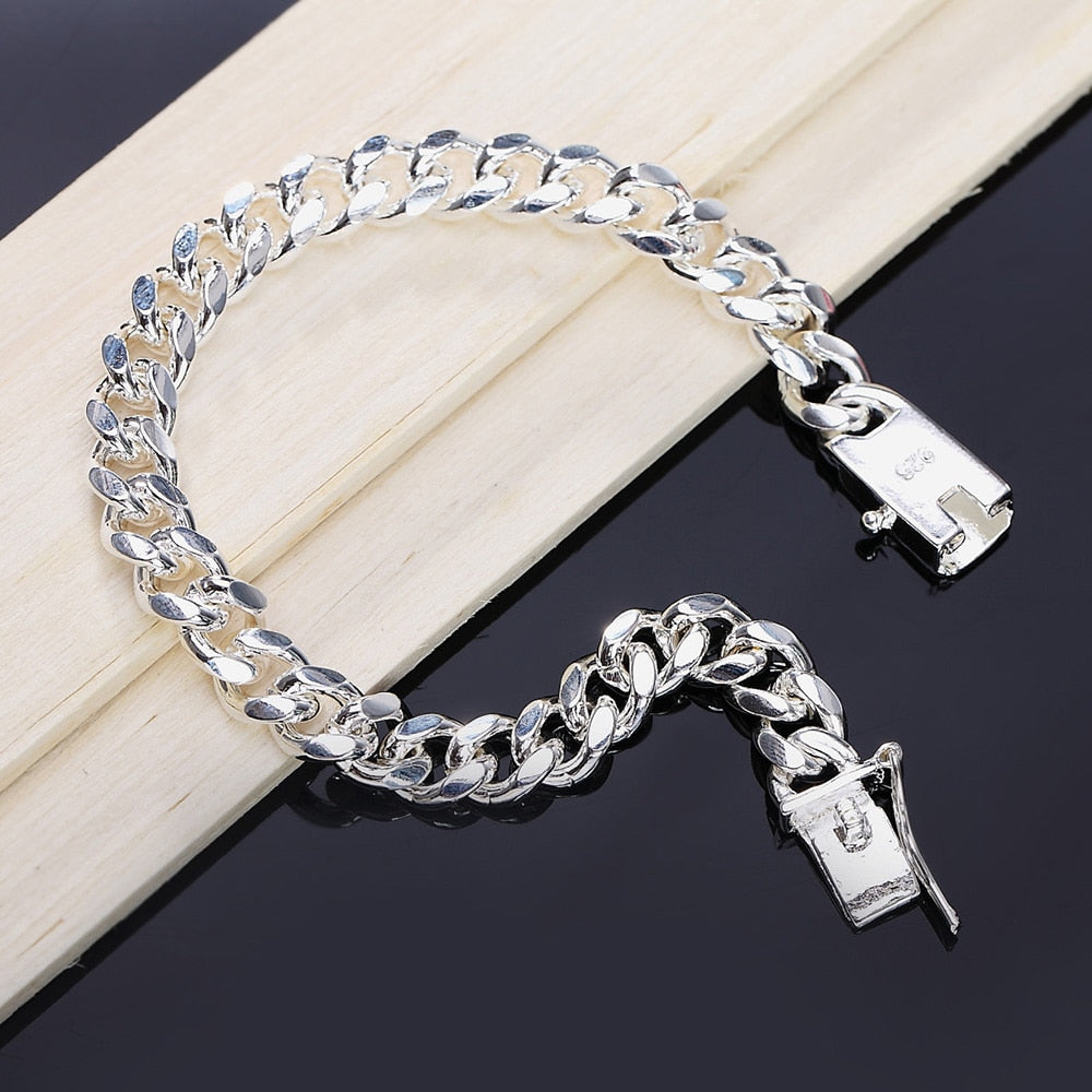 set hombre Noble 925 Sterling plata 10MM