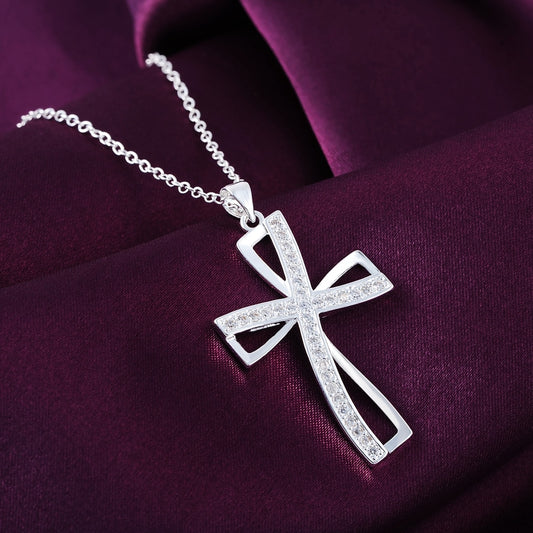 Promotions 925 plata Sterling silver cruz doblada