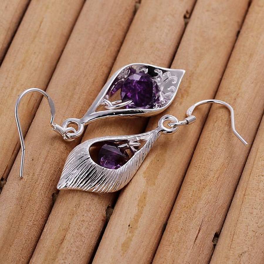 925 plata Sterling  llamas lilas