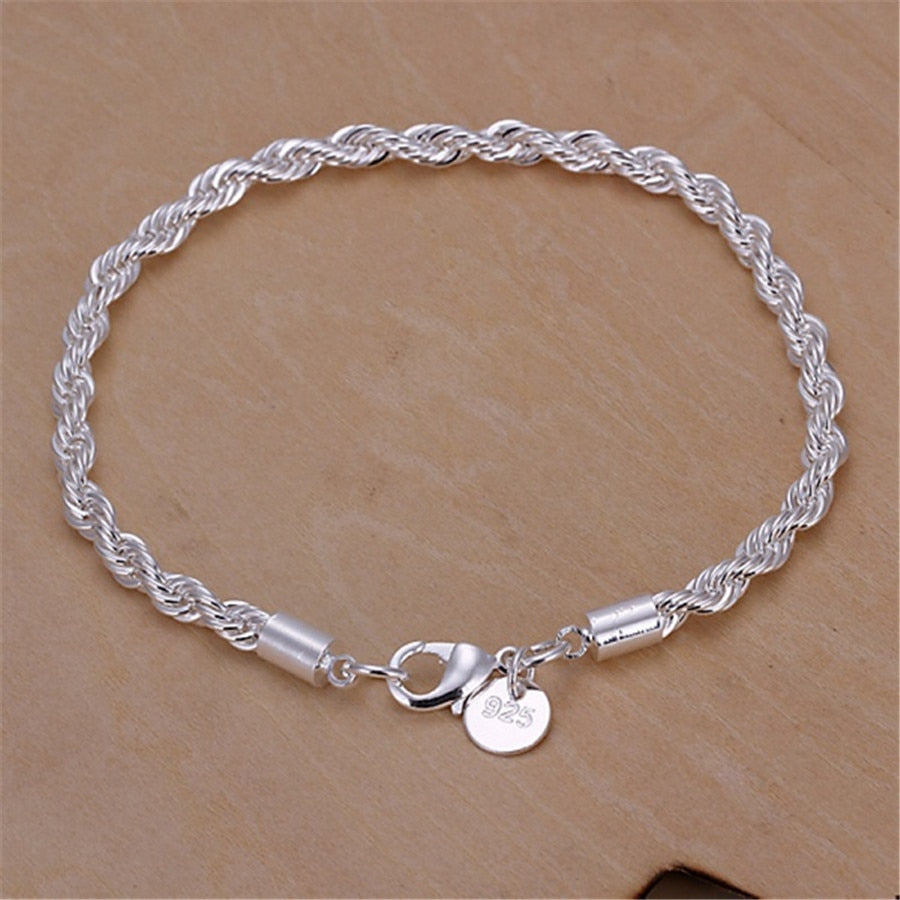 alta calidad 925 plata Sterling silver 4MM brazalete y collar