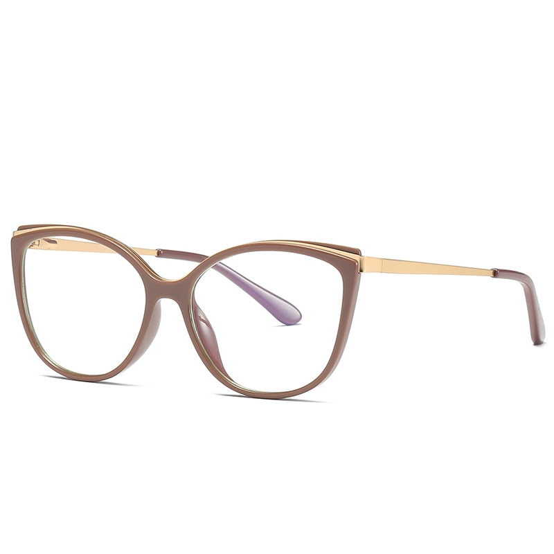 Moda mujer gafas marco ojo de gato elegante borde completo súper ligero ,llegada anteojos recetados gafas (Agregar tipo cristal al carro)