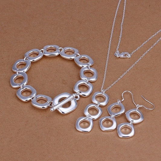 conjunto 925 plata Sterling  geometric pendant 45cm