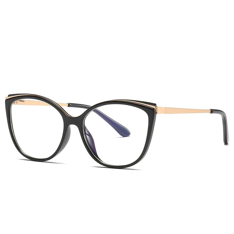 Moda mujer gafas marco ojo de gato elegante borde completo súper ligero ,llegada anteojos recetados gafas (Agregar tipo cristal al carro)