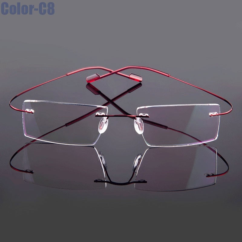 Lentes Style Flexible Memory Metal Montura de anteojos sin montura Gafas Marco óptico (Agregar tipo cristal al carro)