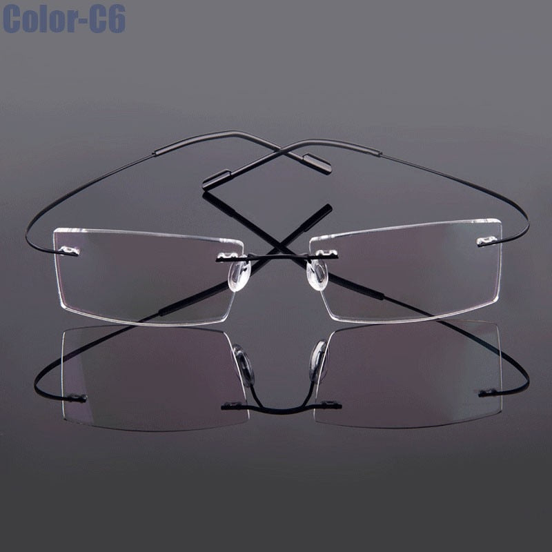 Lentes Style Flexible Memory Metal Montura de anteojos sin montura Gafas Marco óptico (Agregar tipo cristal al carro)