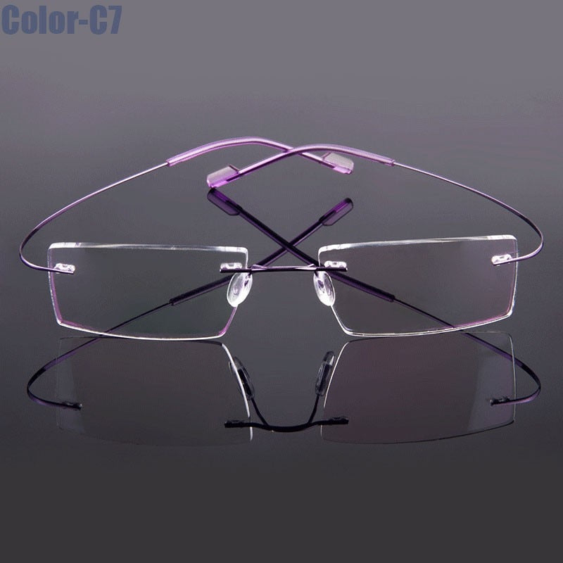 Lentes Style Flexible Memory Metal Montura de anteojos sin montura Gafas Marco óptico (Agregar tipo cristal al carro)