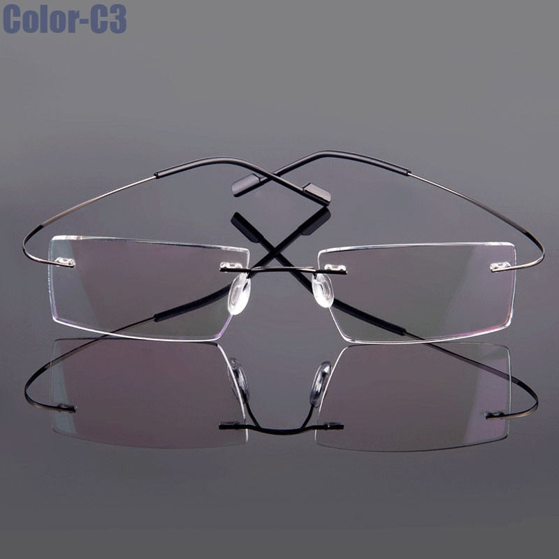 Lentes Style Flexible Memory Metal Montura de anteojos sin montura Gafas Marco óptico (Agregar tipo cristal al carro)