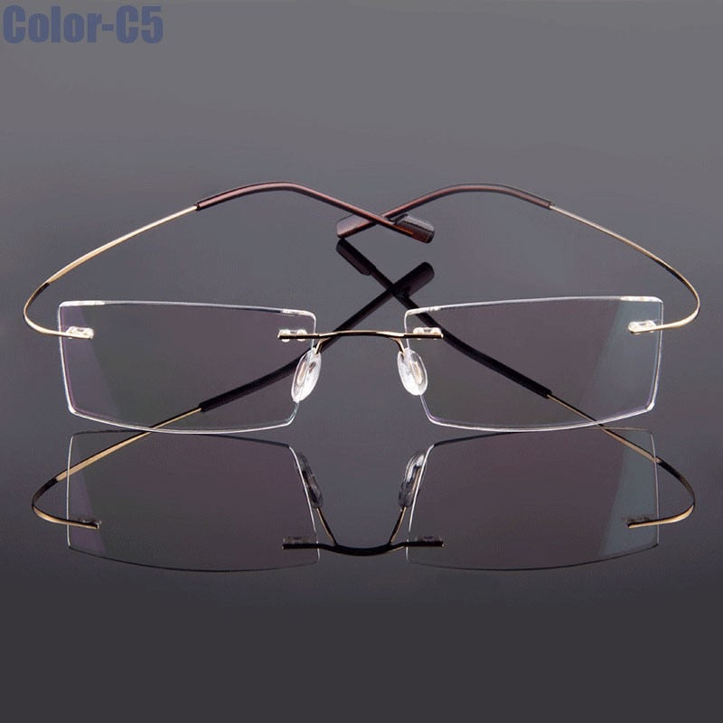 Lentes Style Flexible Memory Metal Montura de anteojos sin montura Gafas Marco óptico (Agregar tipo cristal al carro)