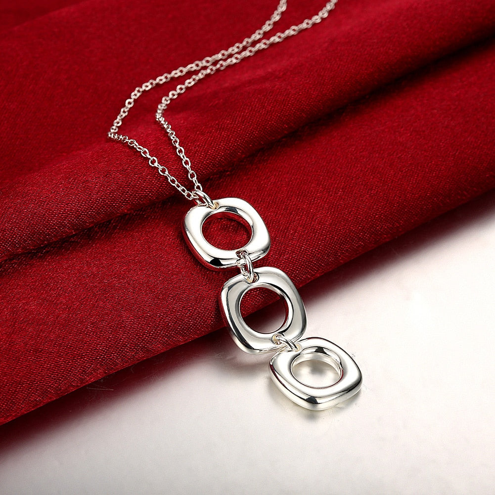 conjunto 925 plata Sterling  geometric pendant 45cm