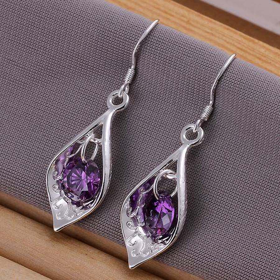 925 plata Sterling  llamas lilas