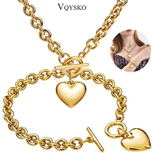 conjunto Love Heart collar  y brazalete   acero inoxidable  gran calidad