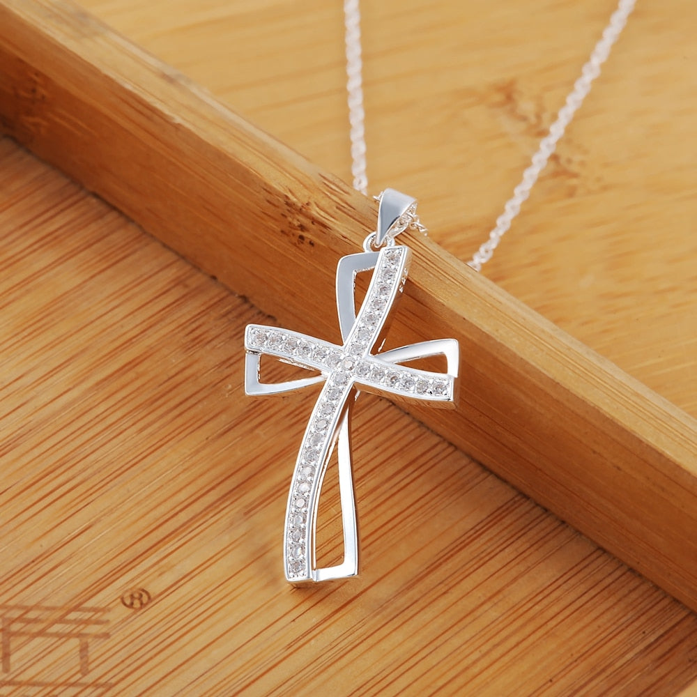 Promotions 925 plata Sterling silver cruz doblada