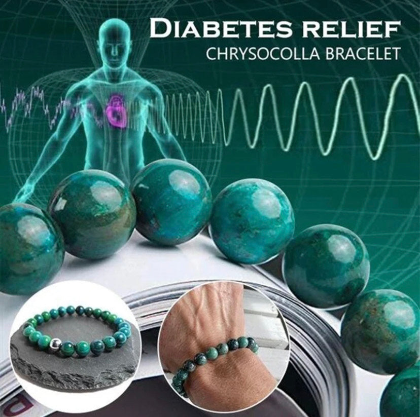 Brazalete  piedra Chrysocolla para la DIABETES y Sobre peso